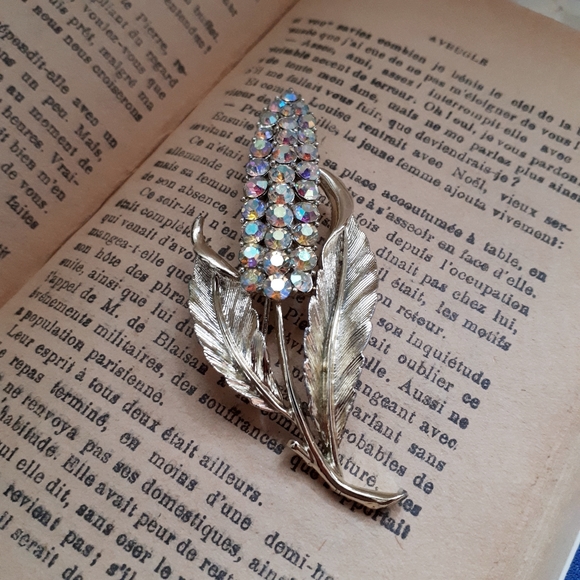 Vintage Coro gold tone wheat stalk pin brooch - Picture 4 of 10